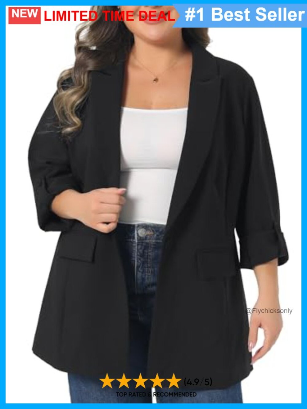Notch Collar Blazer Long Sleeve Button Closure Business Casual Work